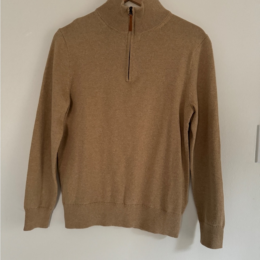 J. Crew Women's Camel Tan Half Zip-Up Sweater